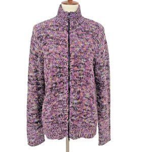 Chico's Full Zip Chunky Knit Cardigan Sz 2 (Women's 12)